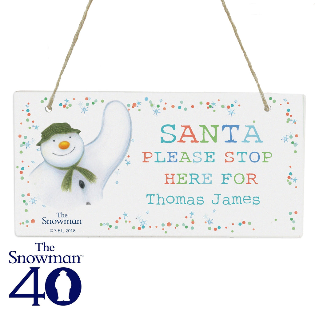 Personalised The Snowman Let It Snow Santa Stop Here Wooden Sign