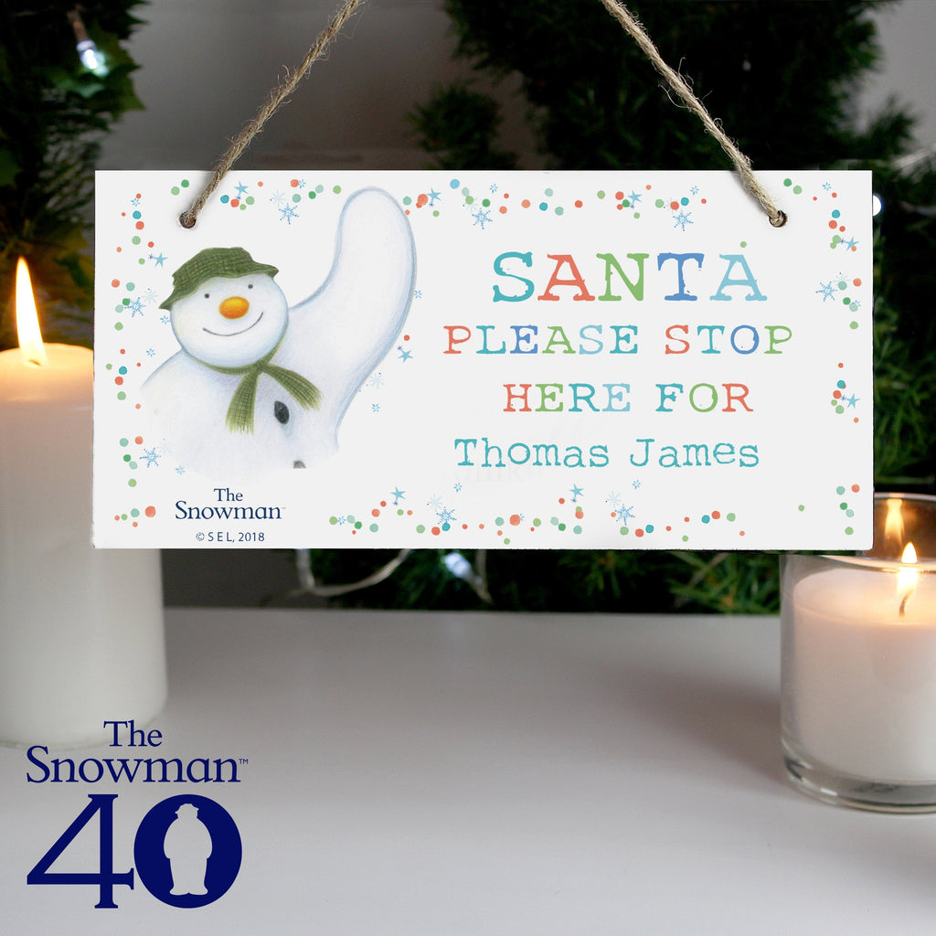 Personalised The Snowman Let It Snow Santa Stop Here Wooden Sign