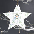 Personalised The Snowman Winter Garden Wooden Star Decoration