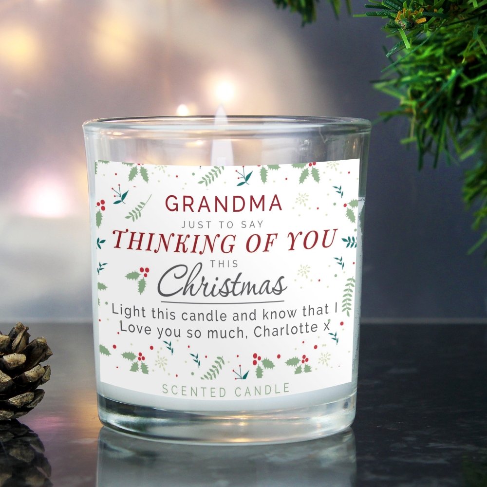Personalised Thinking Of You Christmas Scented Jar Candle