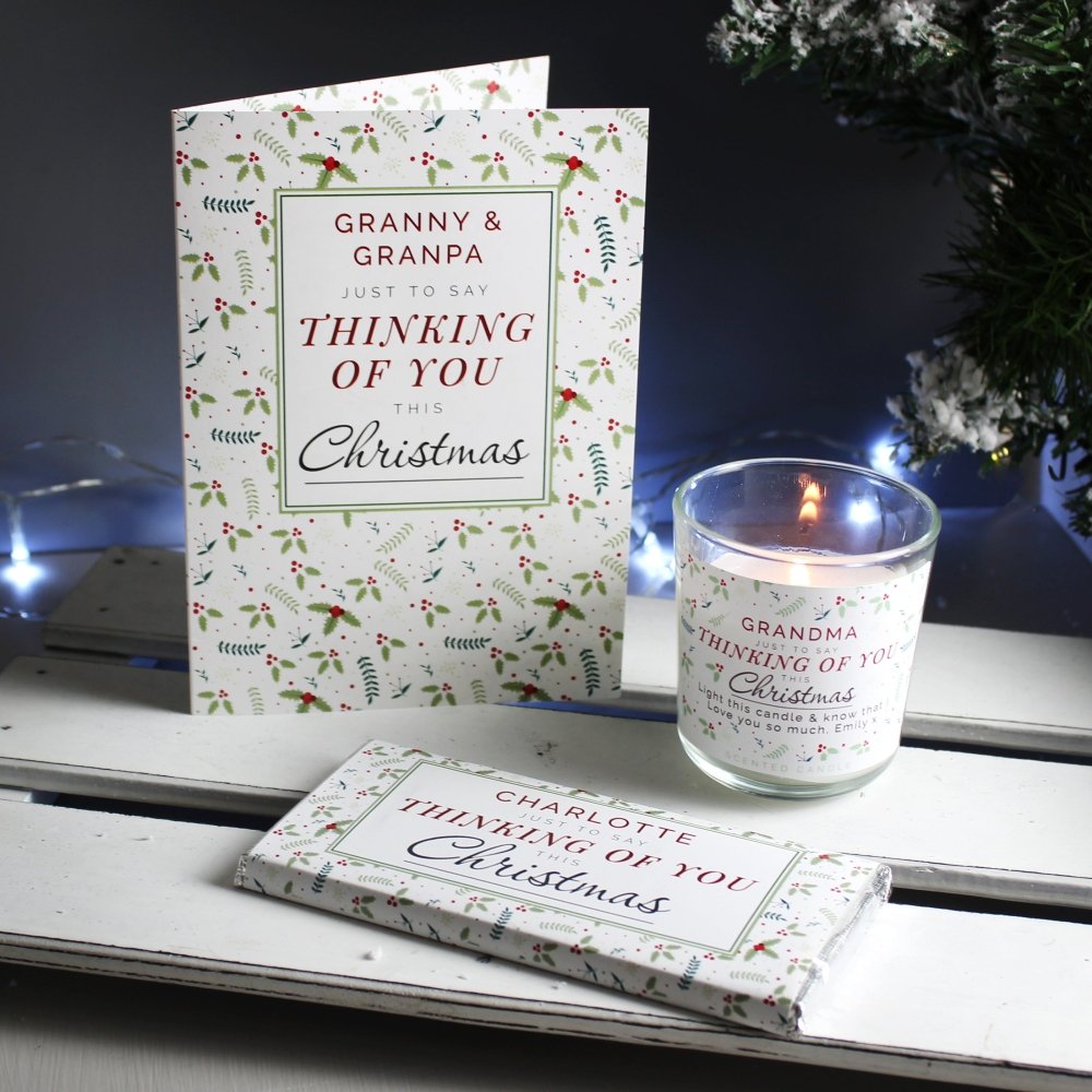 Personalised Thinking Of You Christmas Scented Jar Candle