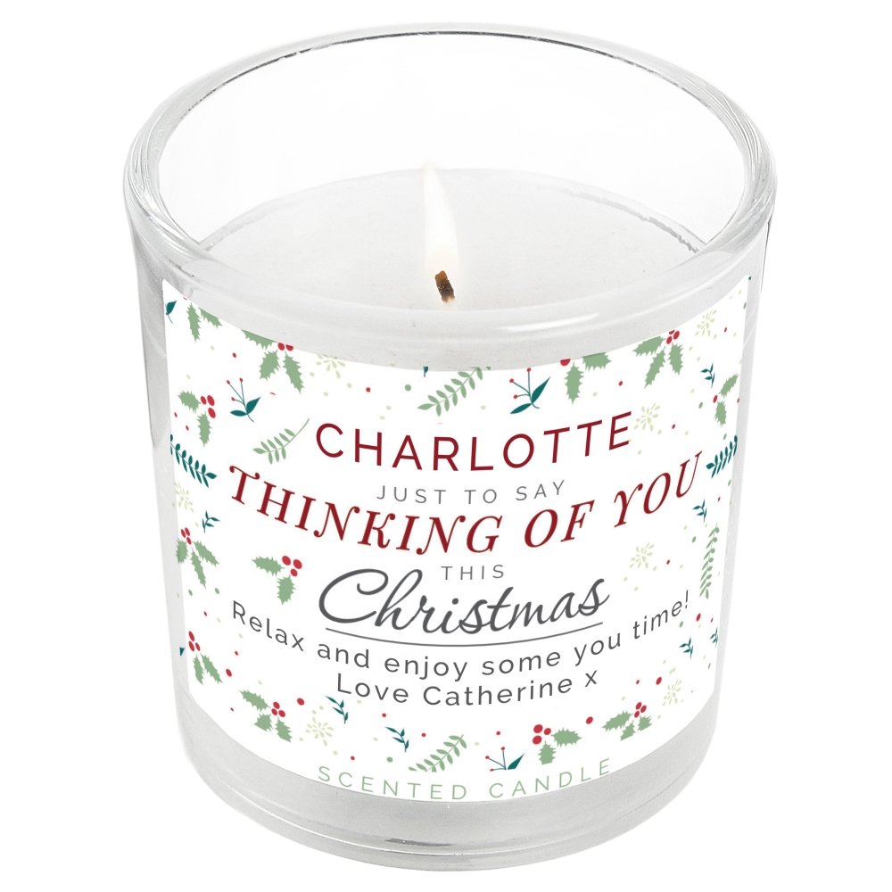 Personalised Thinking Of You Christmas Scented Jar Candle
