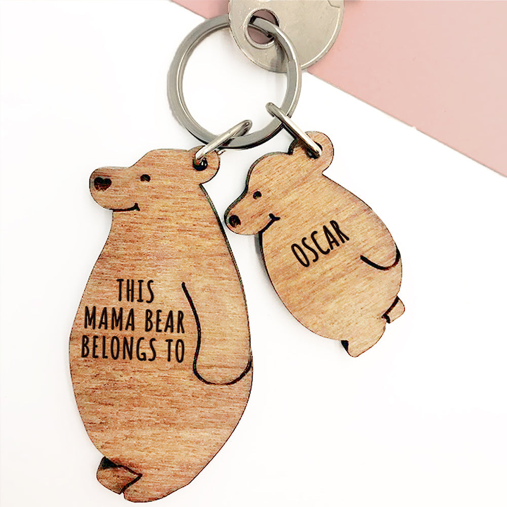 Personalised Personalised This Mama Bear Belongs To Keyring Set