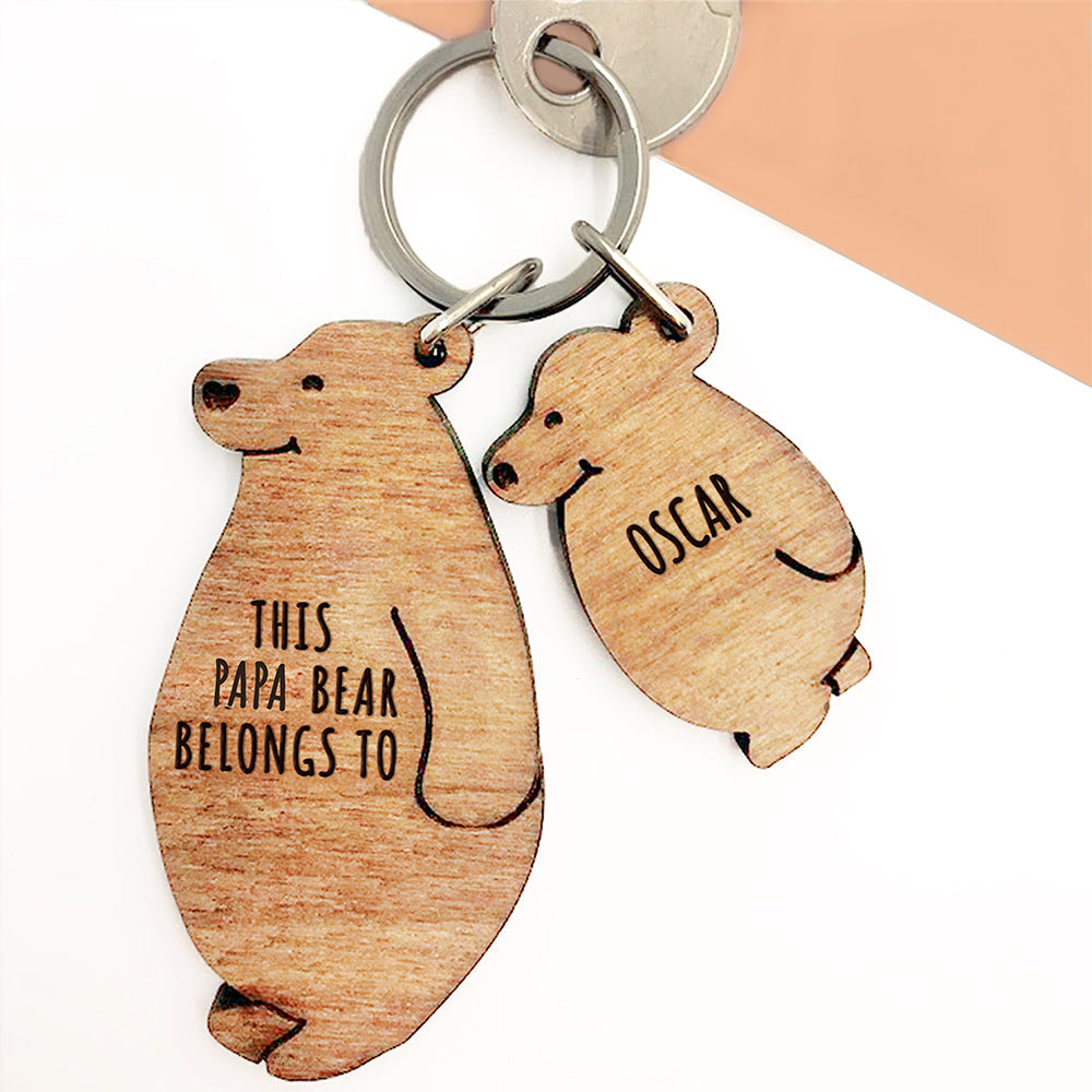 Personalised Personalised This Papa Bear Belongs To Keyring Set
