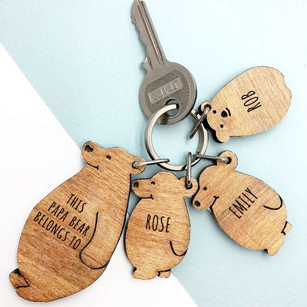 Personalised Personalised This Papa Bear Belongs To Keyring Set