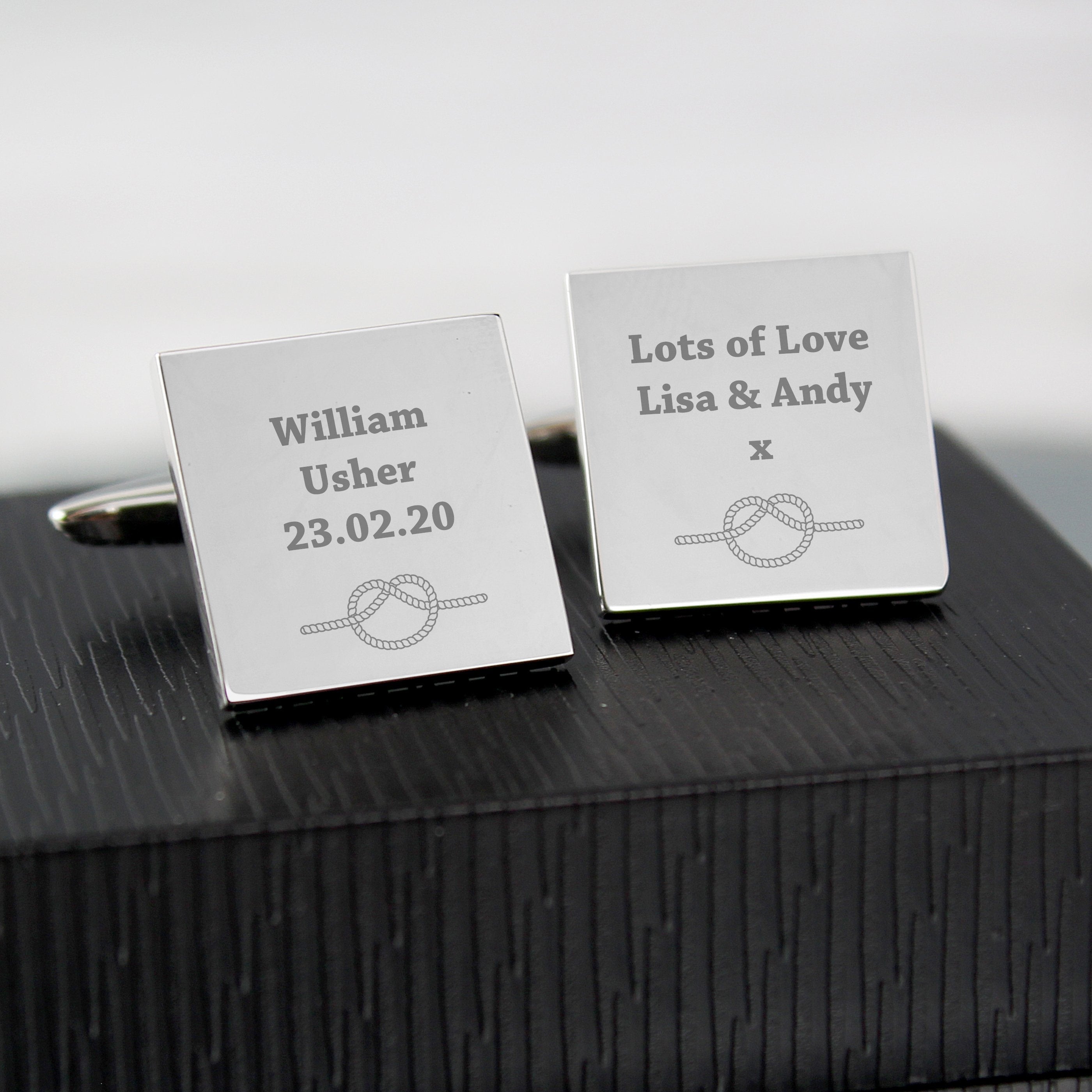 Personalised Tie The Knot Square Cufflinks