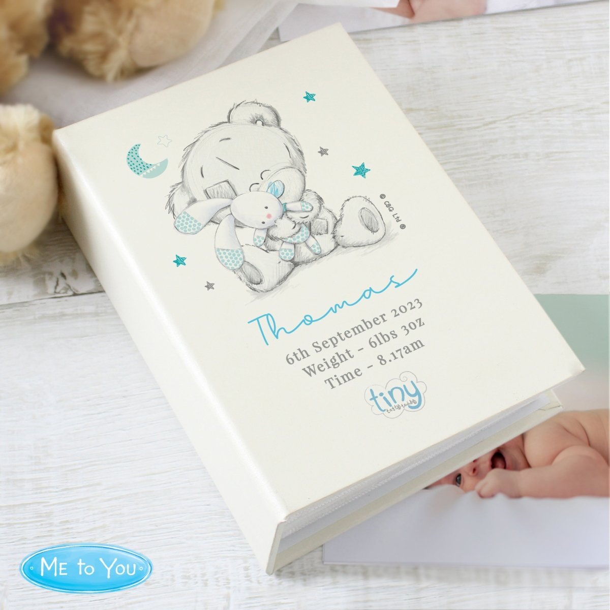 Personalised Tiny Tatty Teddy Blue 6x4 Inch Photo Album With Sleeves