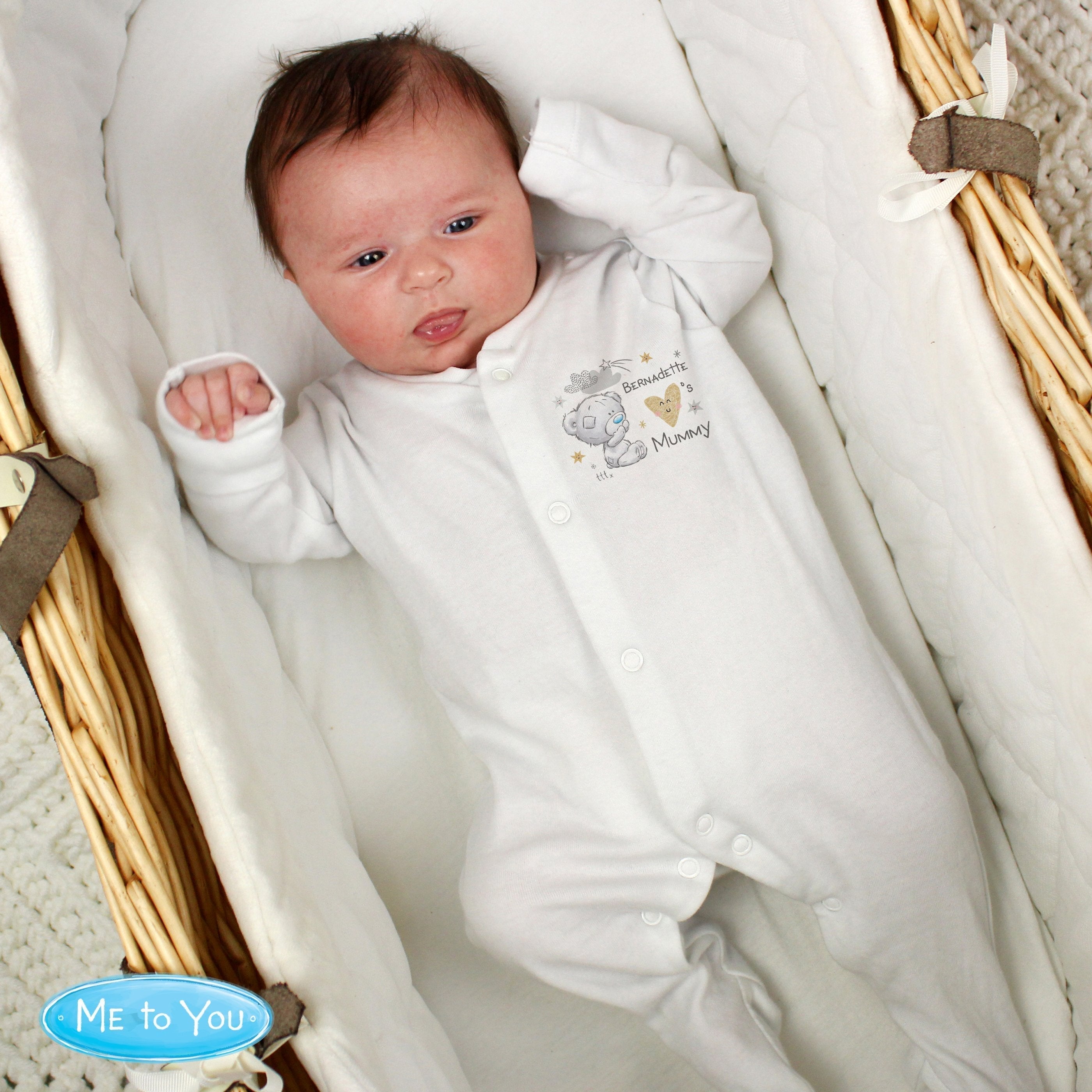 Personalised Tiny Tatty Teddy I Heart 0-3 Months Babygrow