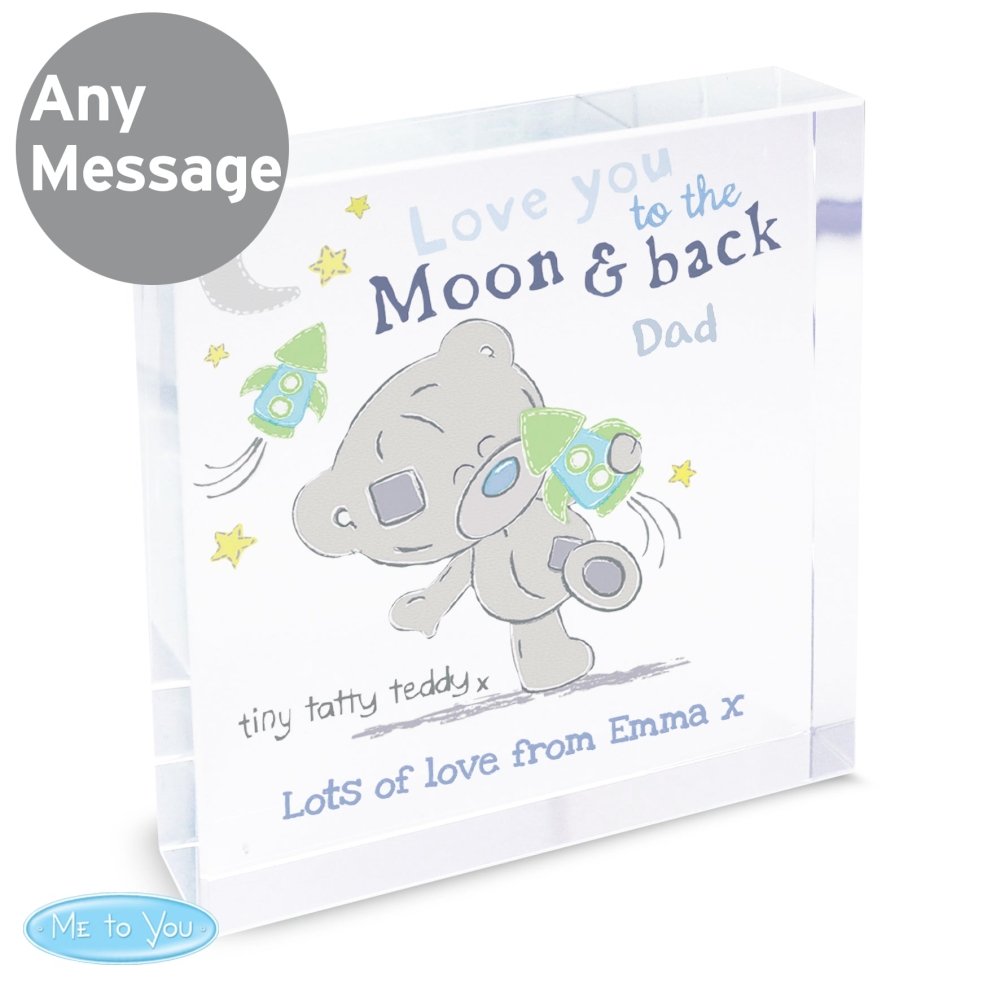 Personalised Tiny Tatty Teddy To The Moon & Back Crystal Token