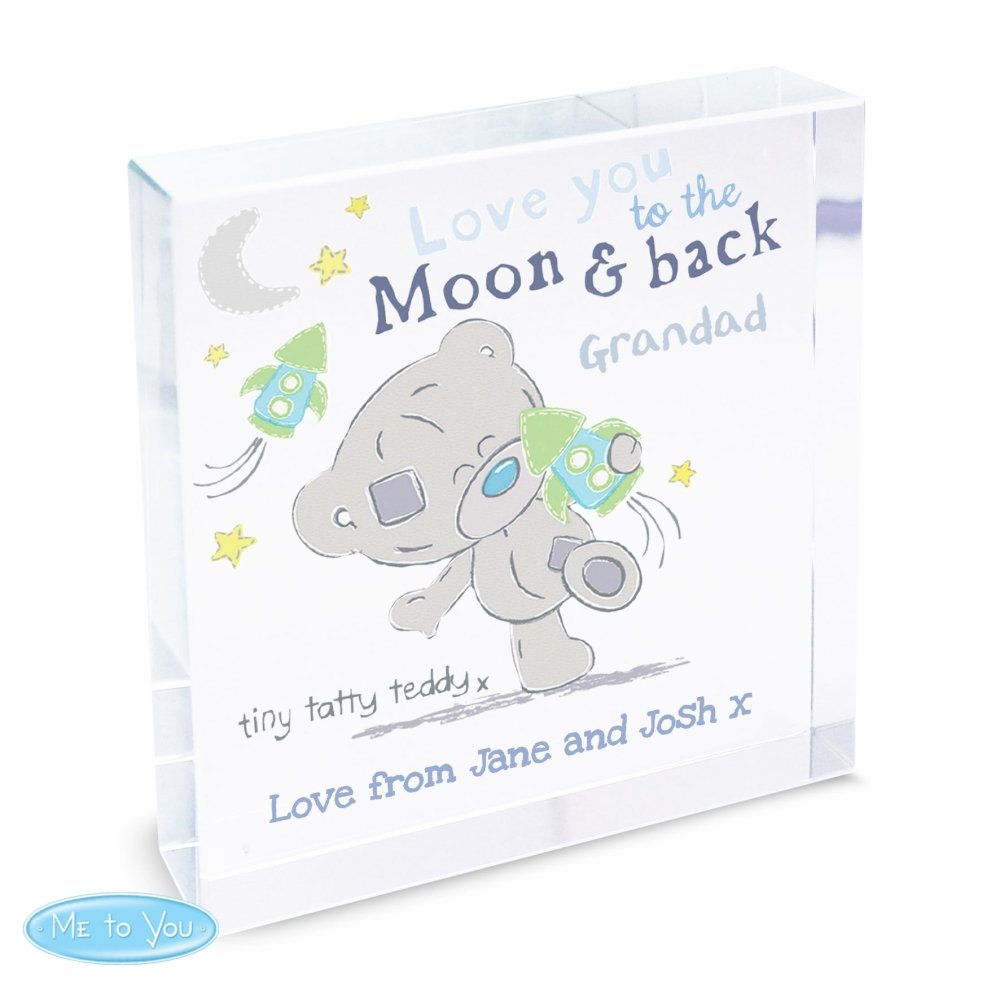 Personalised Tiny Tatty Teddy To The Moon & Back Crystal Token