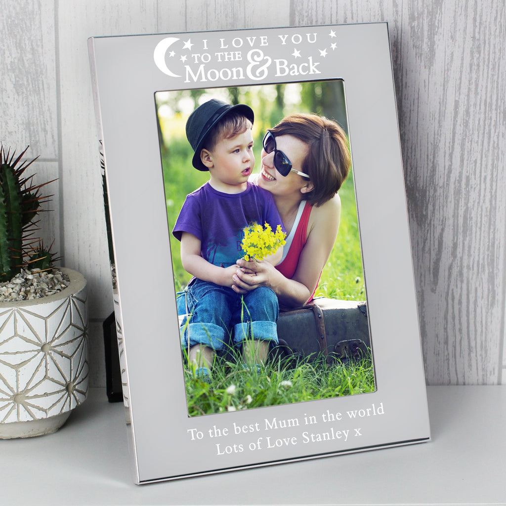 Personalised To The Moon And Back... 4x6 Inch Silver Photo Frame