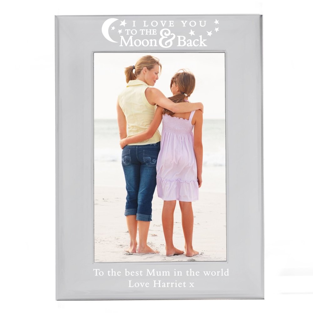 Personalised To The Moon And Back... 6x4 Inch Silver Photo Frame