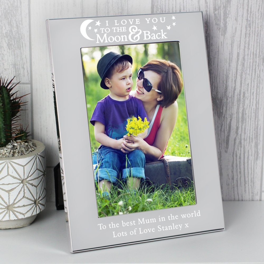 Personalised To The Moon And Back... 6x4 Inch Silver Photo Frame