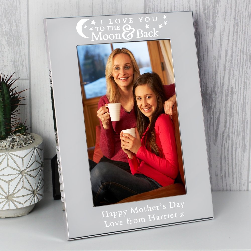 Personalised To The Moon And Back... 6x4 Inch Silver Photo Frame
