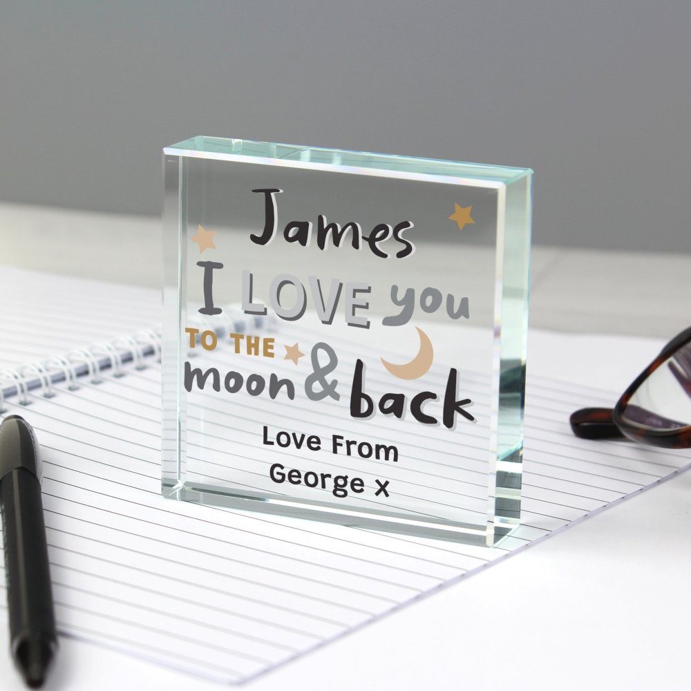 Personalised To The Moon And Back Crystal Token