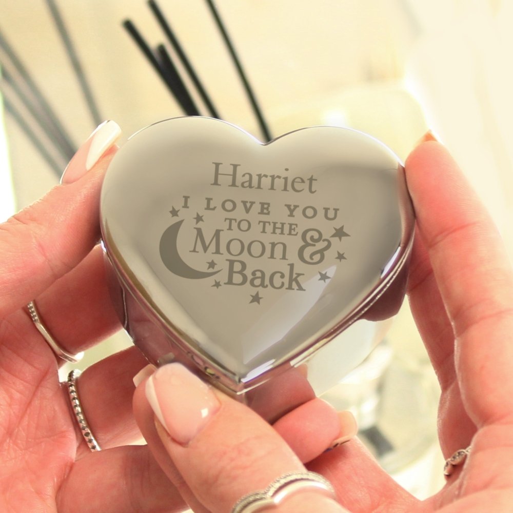 Personalised To The Moon And Back... Heart Trinket Box