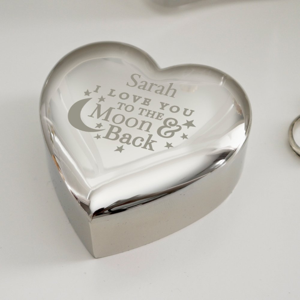 Personalised To The Moon And Back... Heart Trinket Box