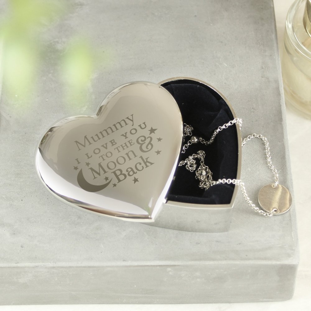 Personalised To The Moon And Back... Heart Trinket Box