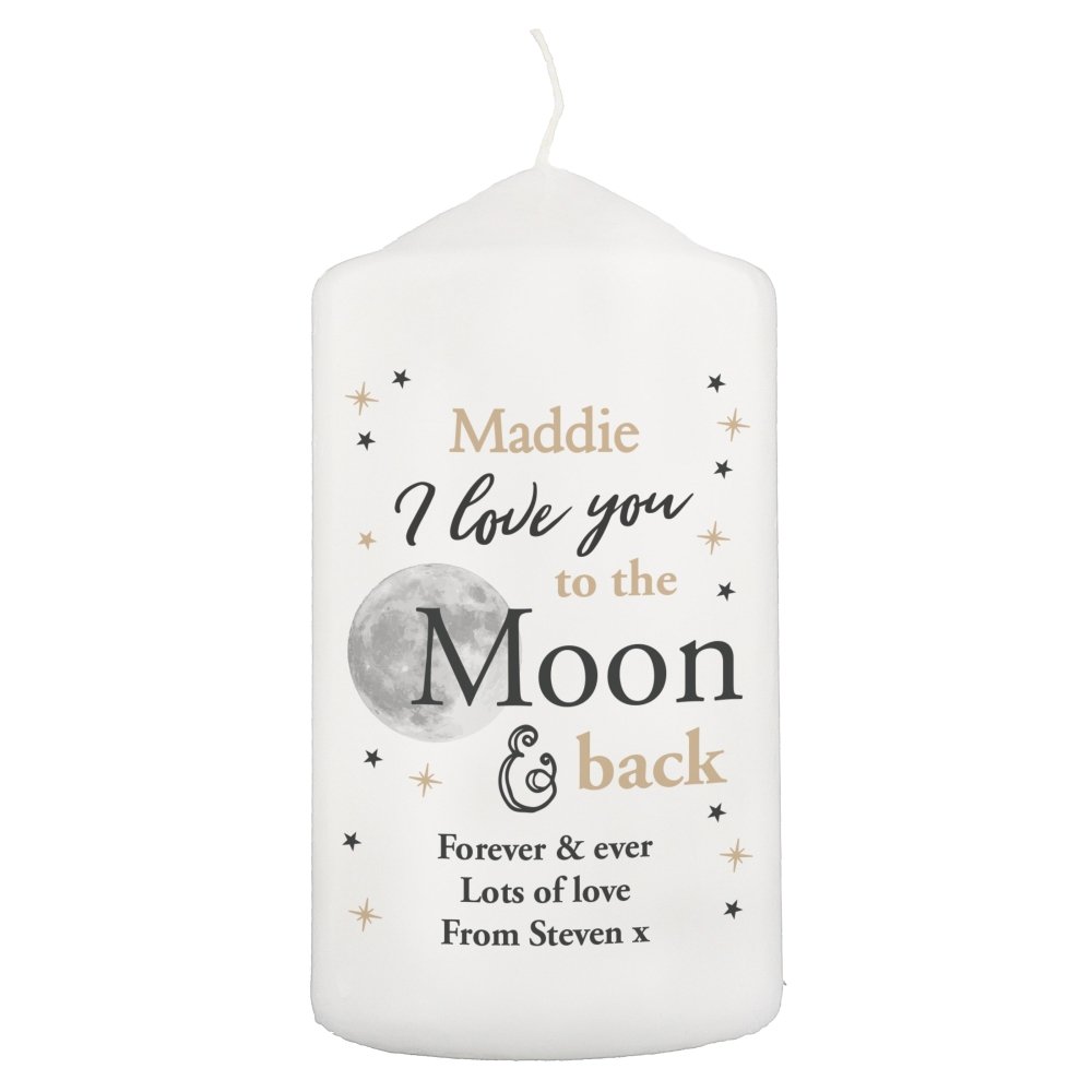 Personalised To The Moon And Back... Pillar Candle
