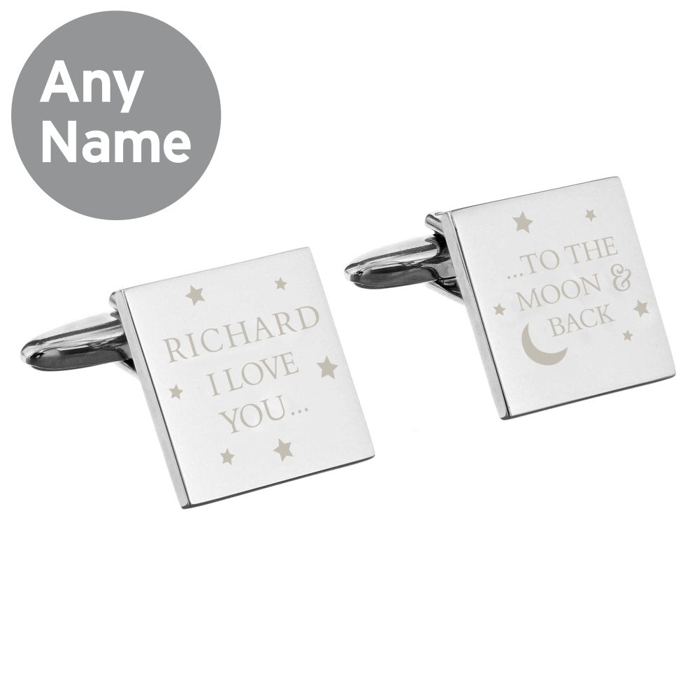 Personalised To The Moon And Back Square Cufflinks