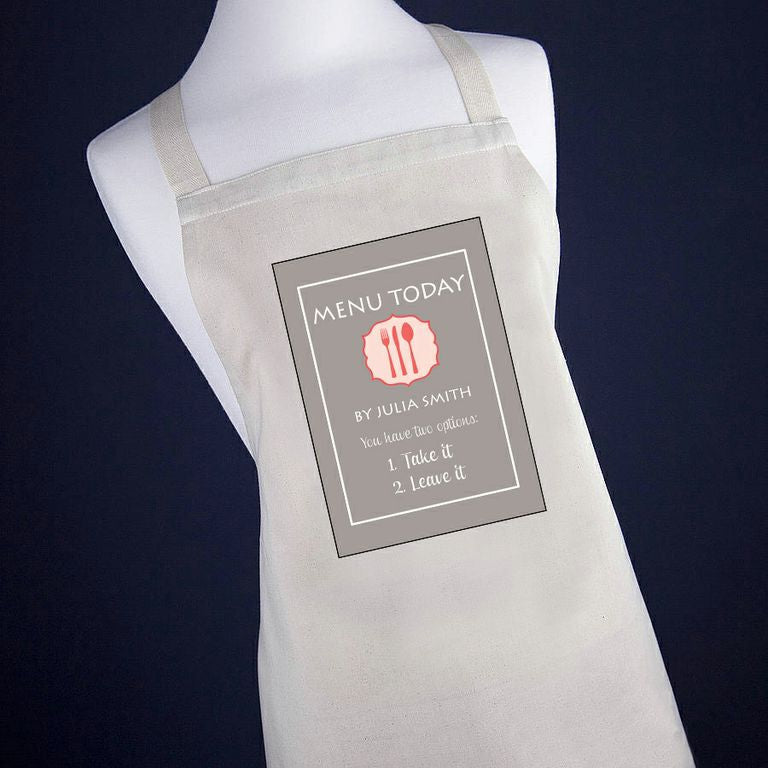 Personalised Personalised Today's Menu Apron