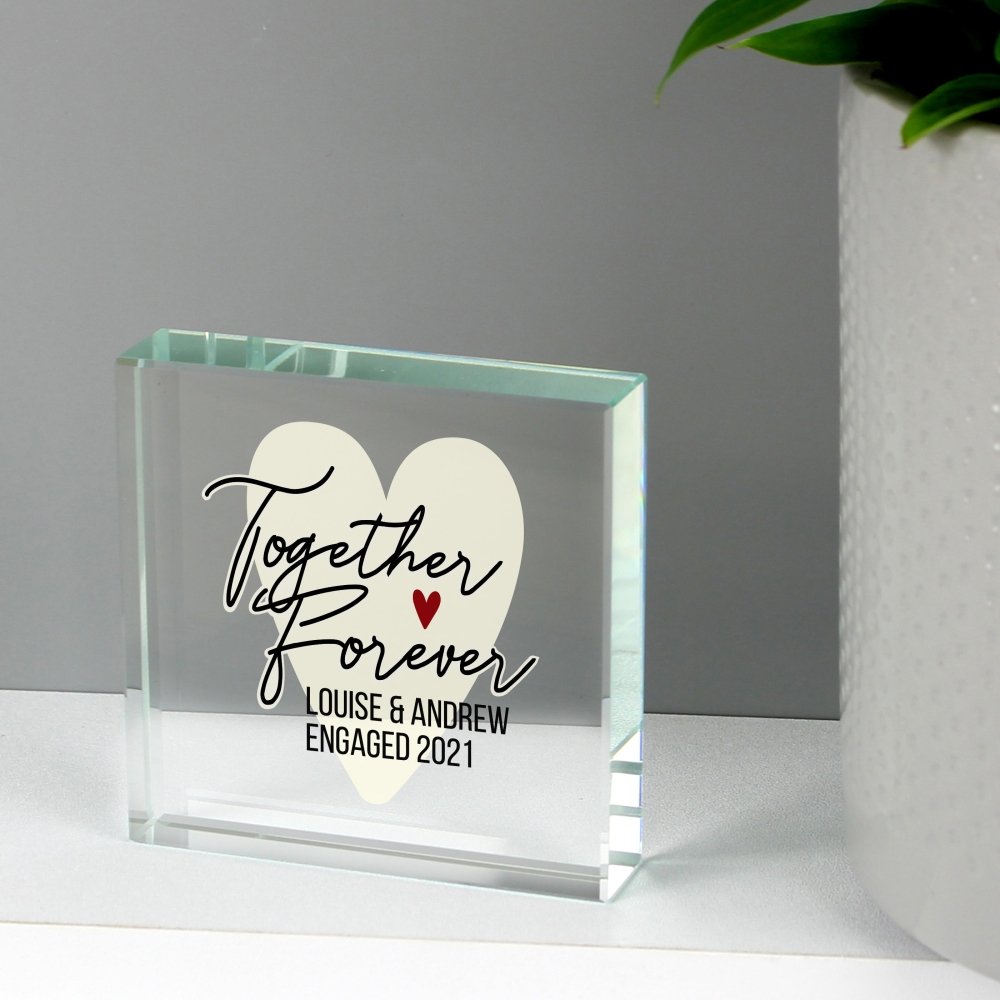 Personalised Together Forever Large Crystal Token - Romantic Gift