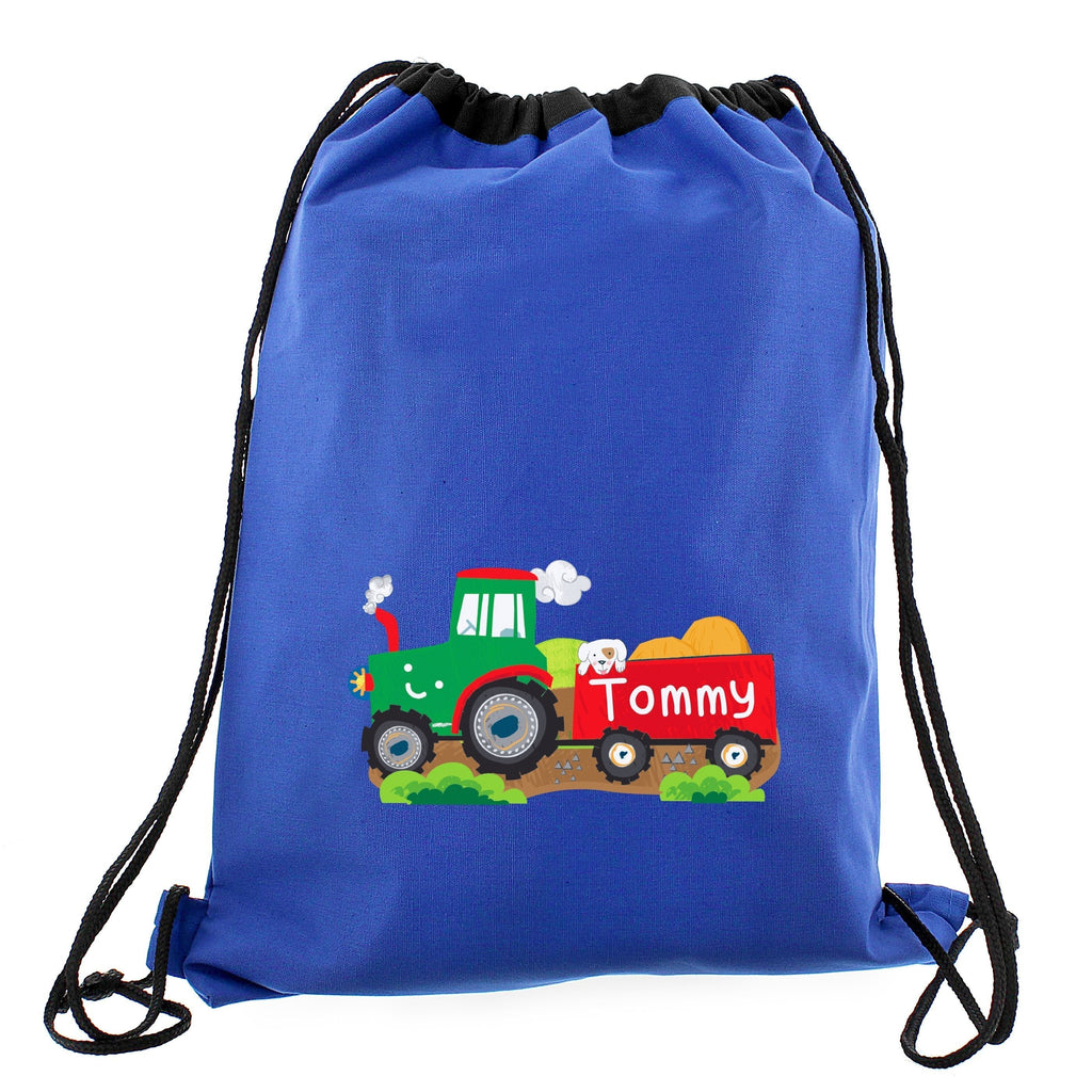 Personalised Tractor Blue Swim & Kit Bag