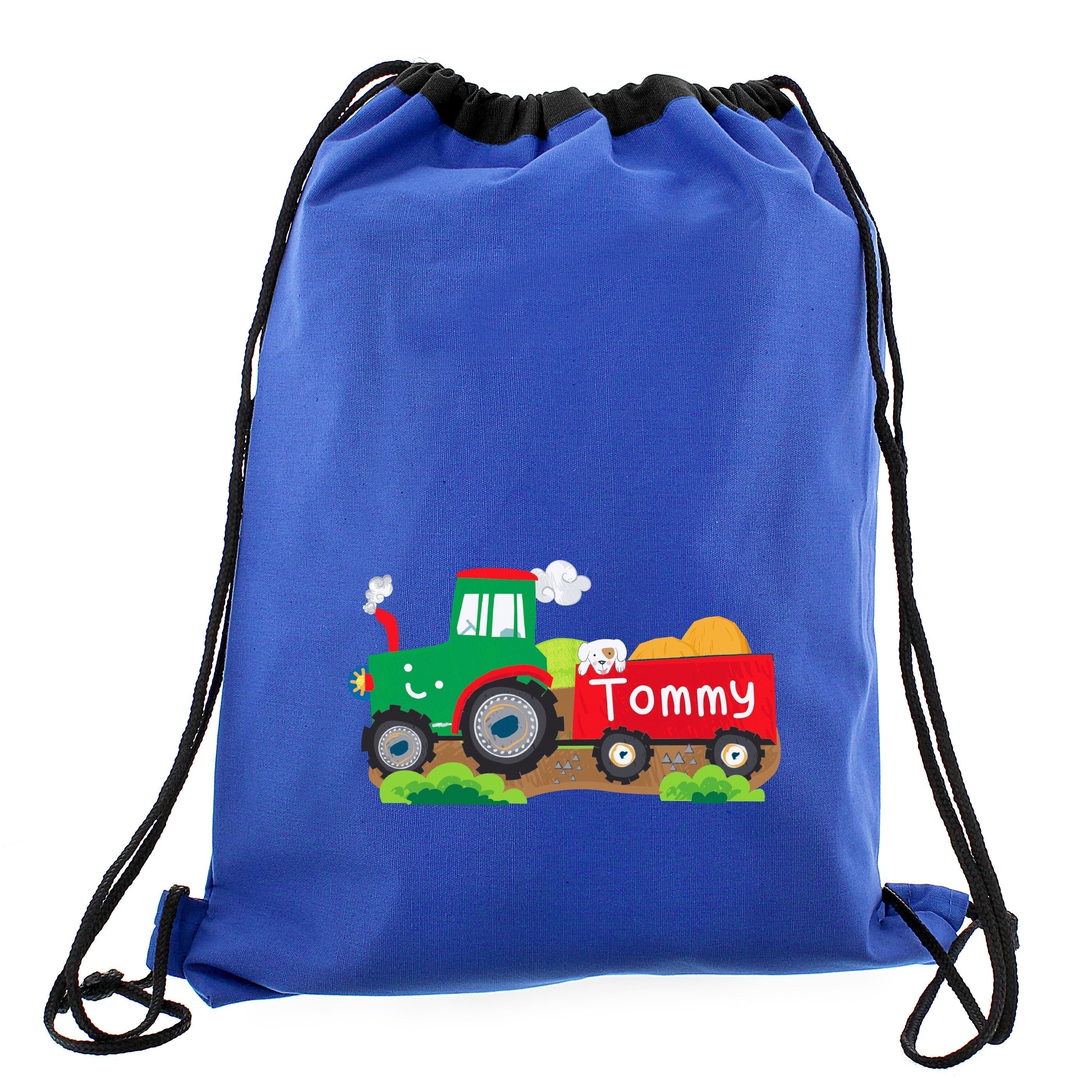 Personalised Tractor Blue Swim & Kit Bag