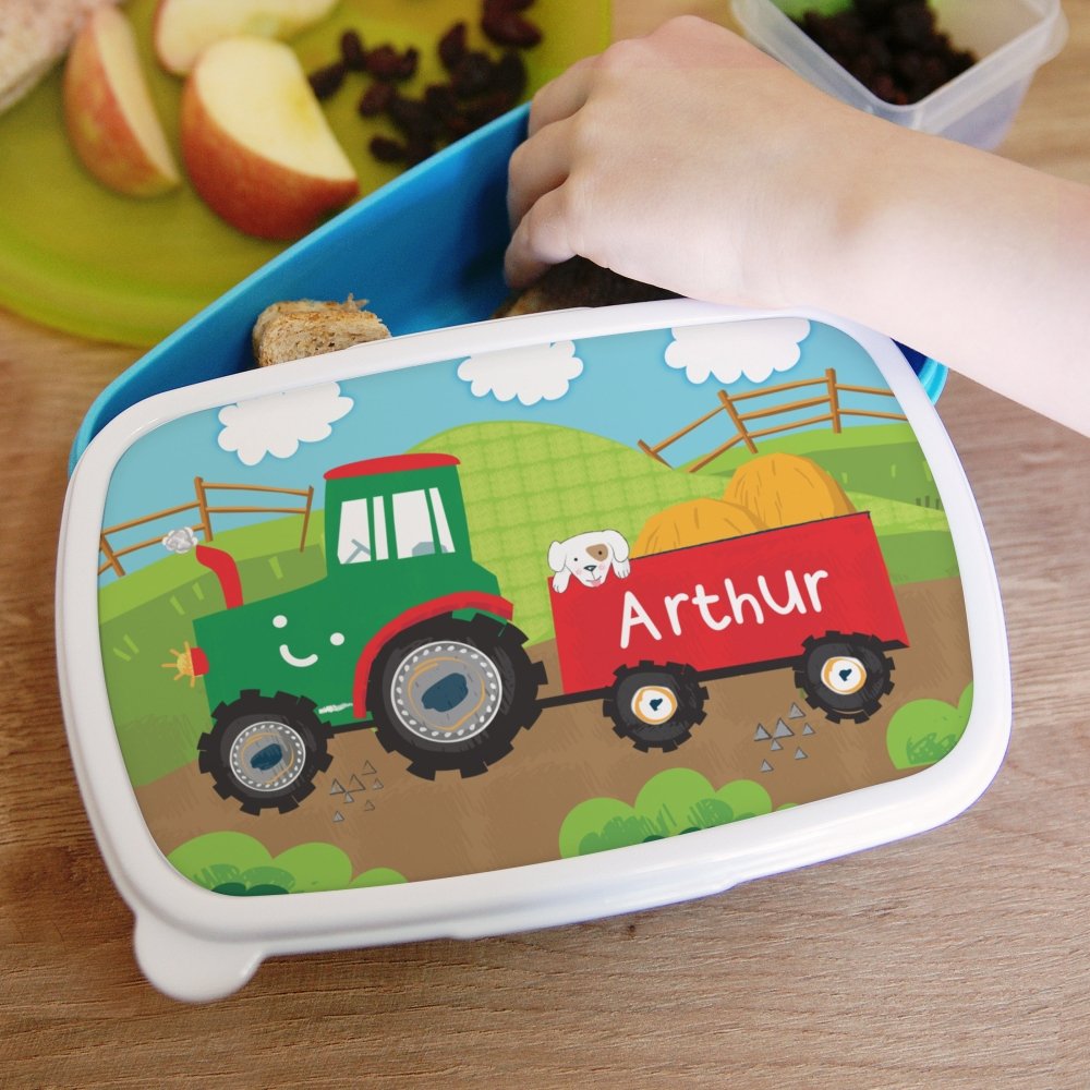 Personalised Tractors Name Only Blue Lunch Box