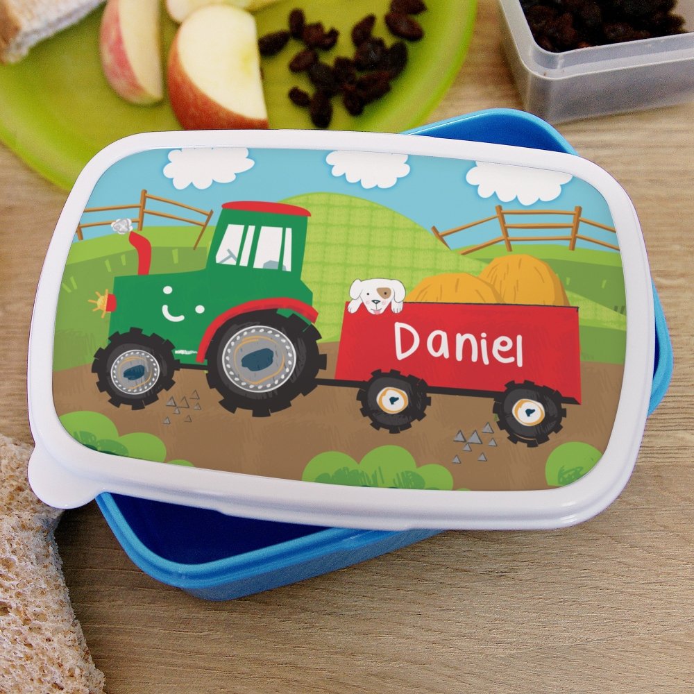 Personalised Tractors Name Only Blue Lunch Box