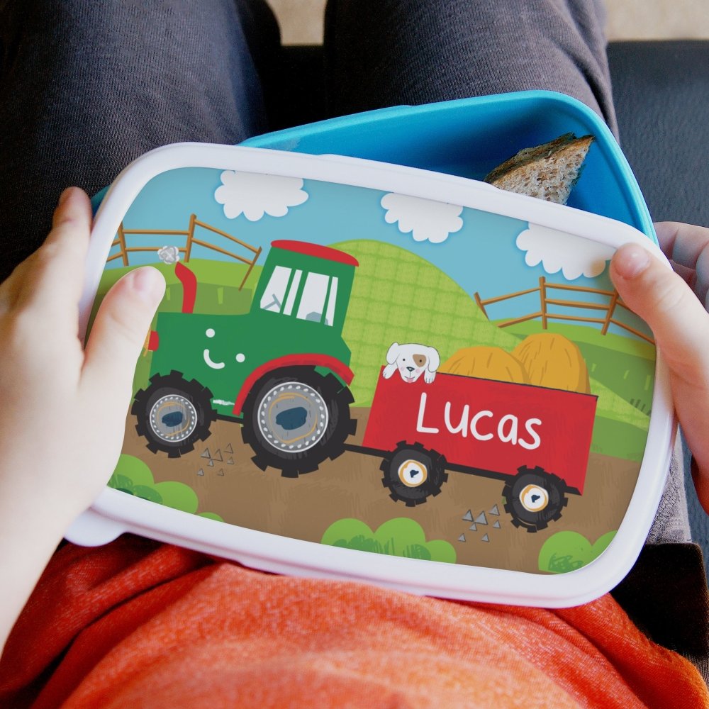 Personalised Tractors Name Only Blue Lunch Box