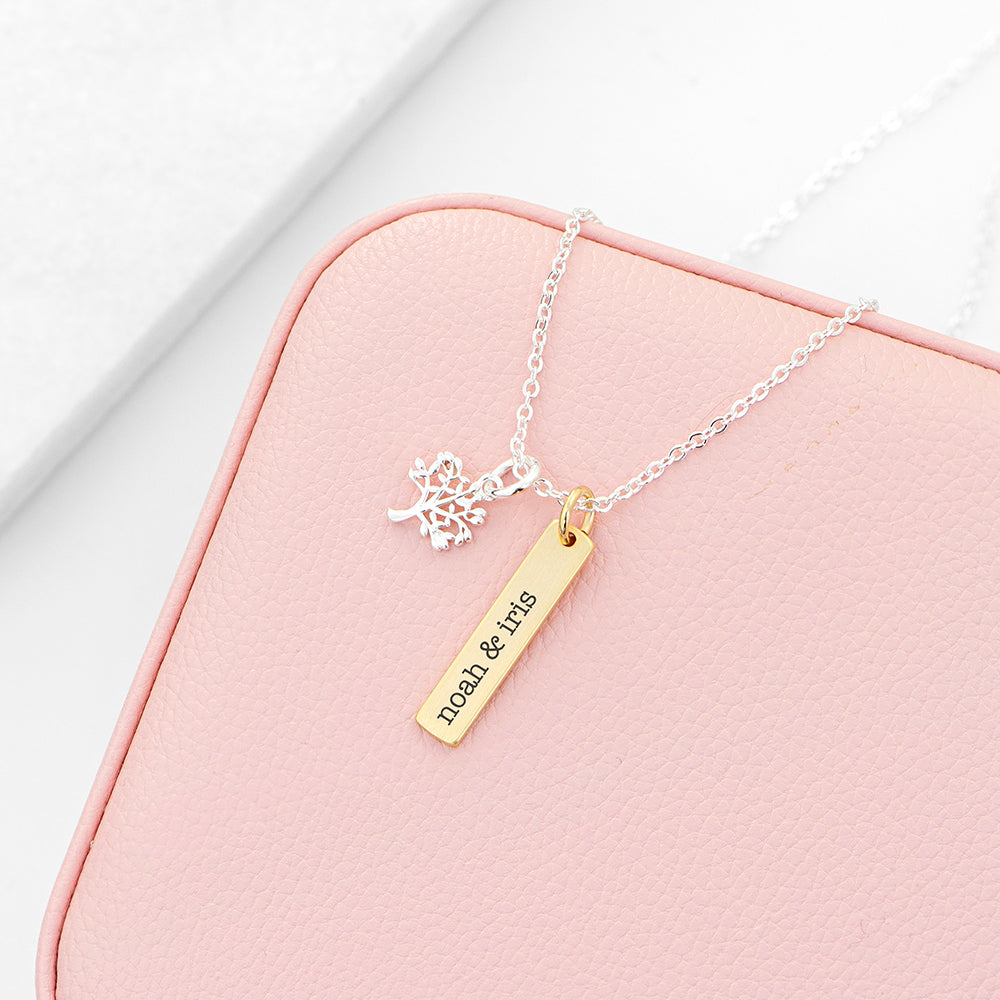 Personalised Personalised Tree of Life Vertical Bar Necklace
