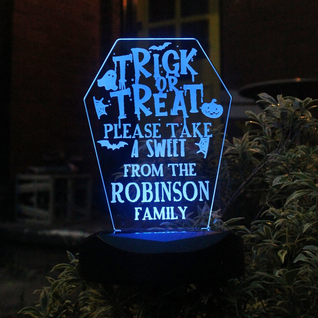 Personalised Trick Or Treat Halloween Solar Light