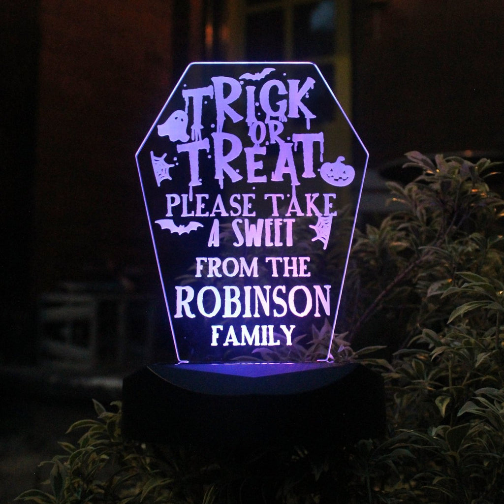 Personalised Trick Or Treat Halloween Solar Light