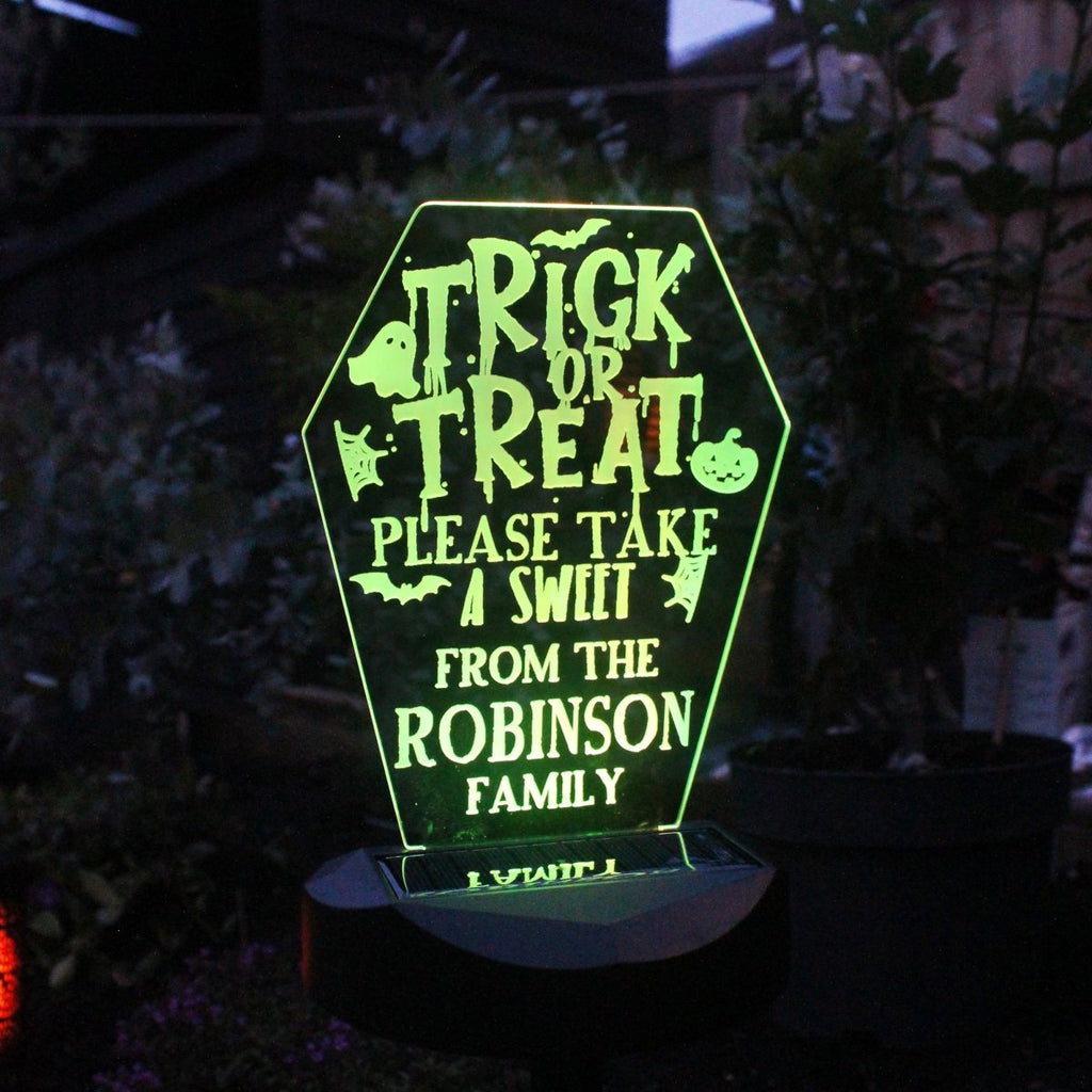 Personalised Trick Or Treat Halloween Solar Light