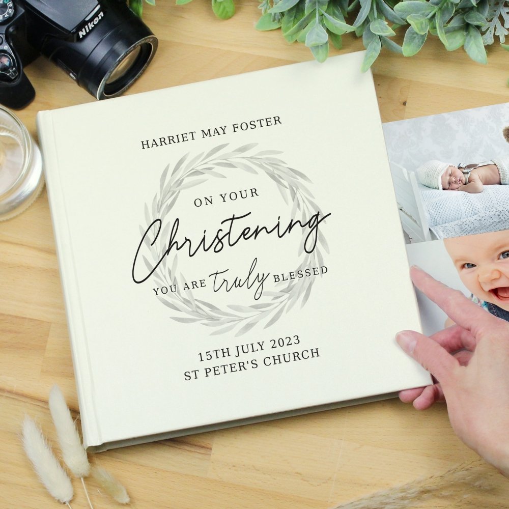 Personalised 'Truly Blessed' Christening Album With Sleeves