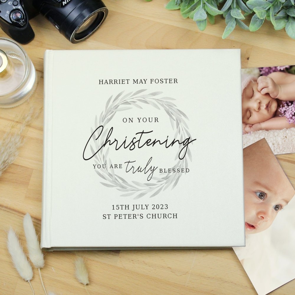 Personalised 'Truly Blessed' Christening Album With Sleeves