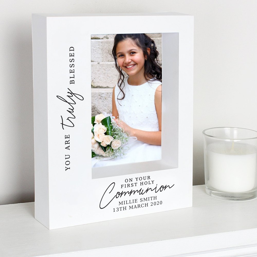 Personalised 'truly Blessed' First Holy Communion 5x7 Inch Box Photo Frame