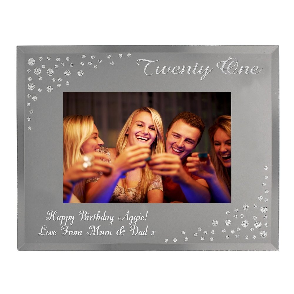 Personalised Twenty One Diamante 6x4 Inch Glass Photo Frame