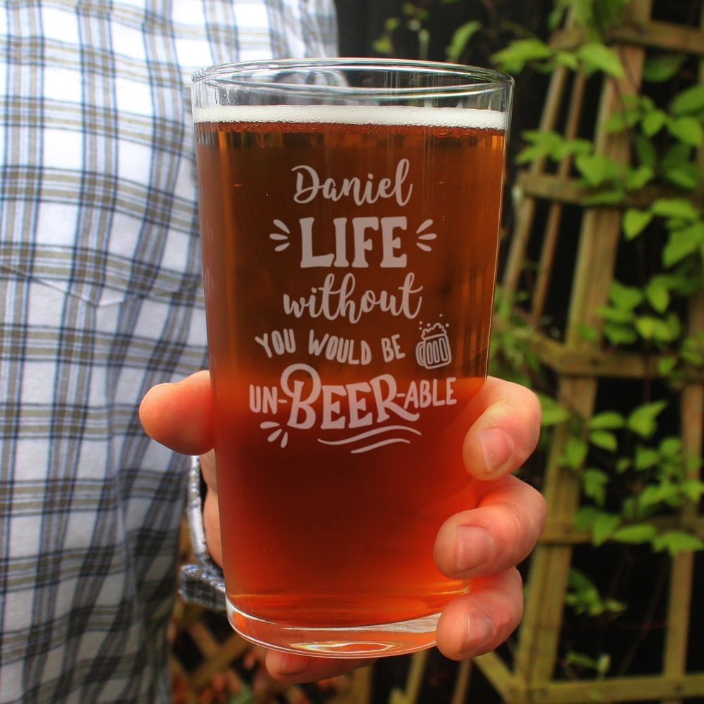 Personalised Un-Beer-Able Pint Glass