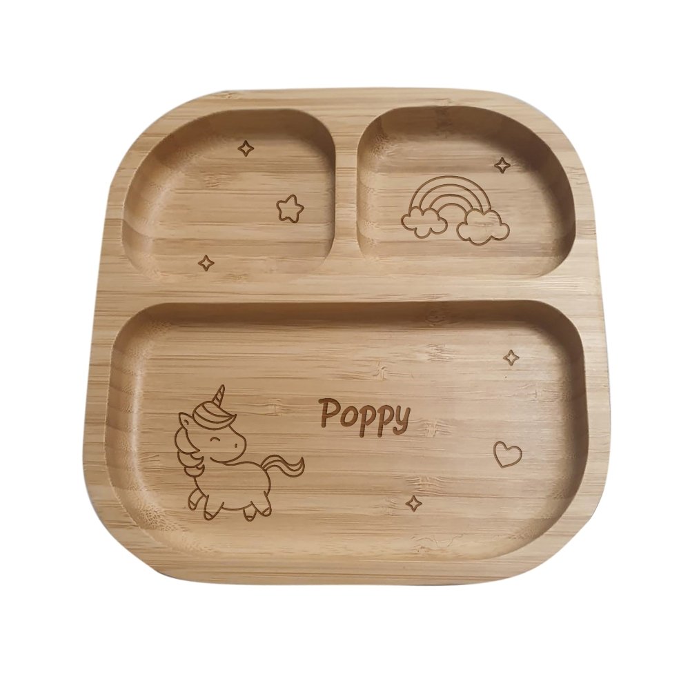 Personalised Unicorn Bamboo Suction Plate & Spoon