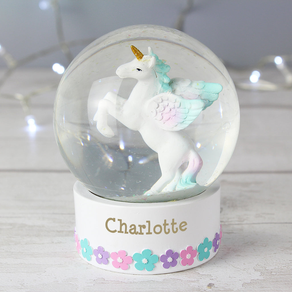 Personalised Unicorn Name Snow Globe