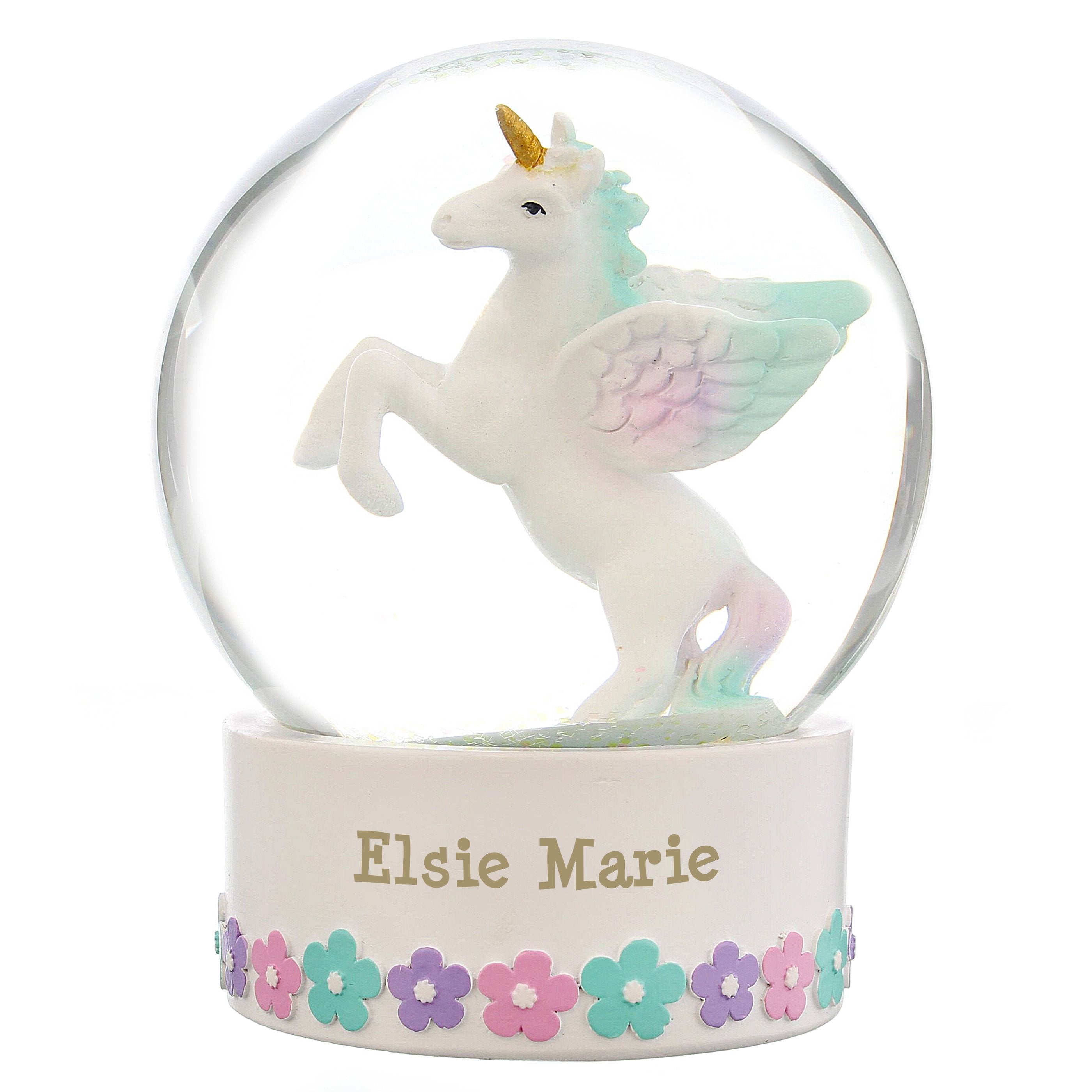 Personalised Unicorn Name Snow Globe