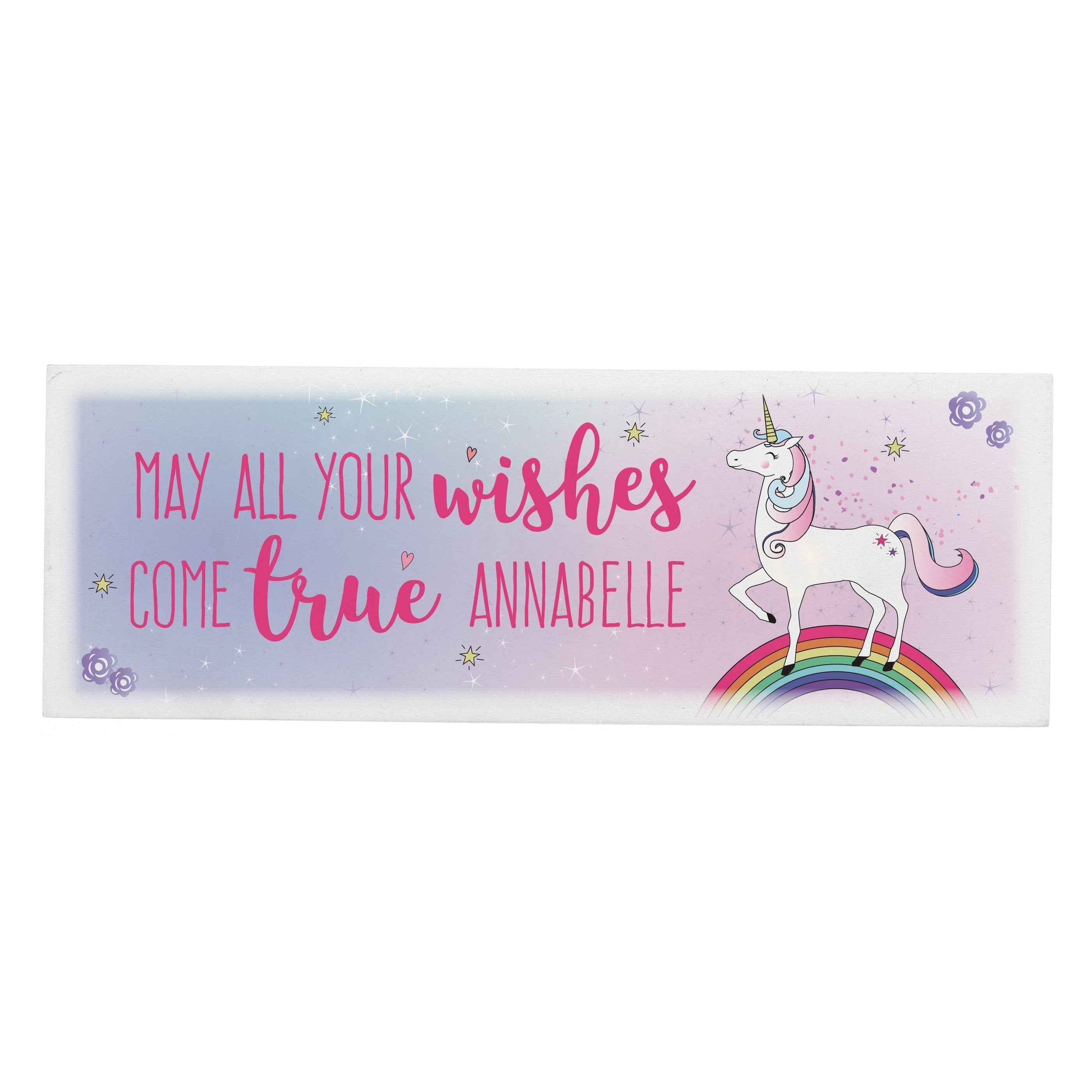 Personalised Unicorn Wooden Block Sign
