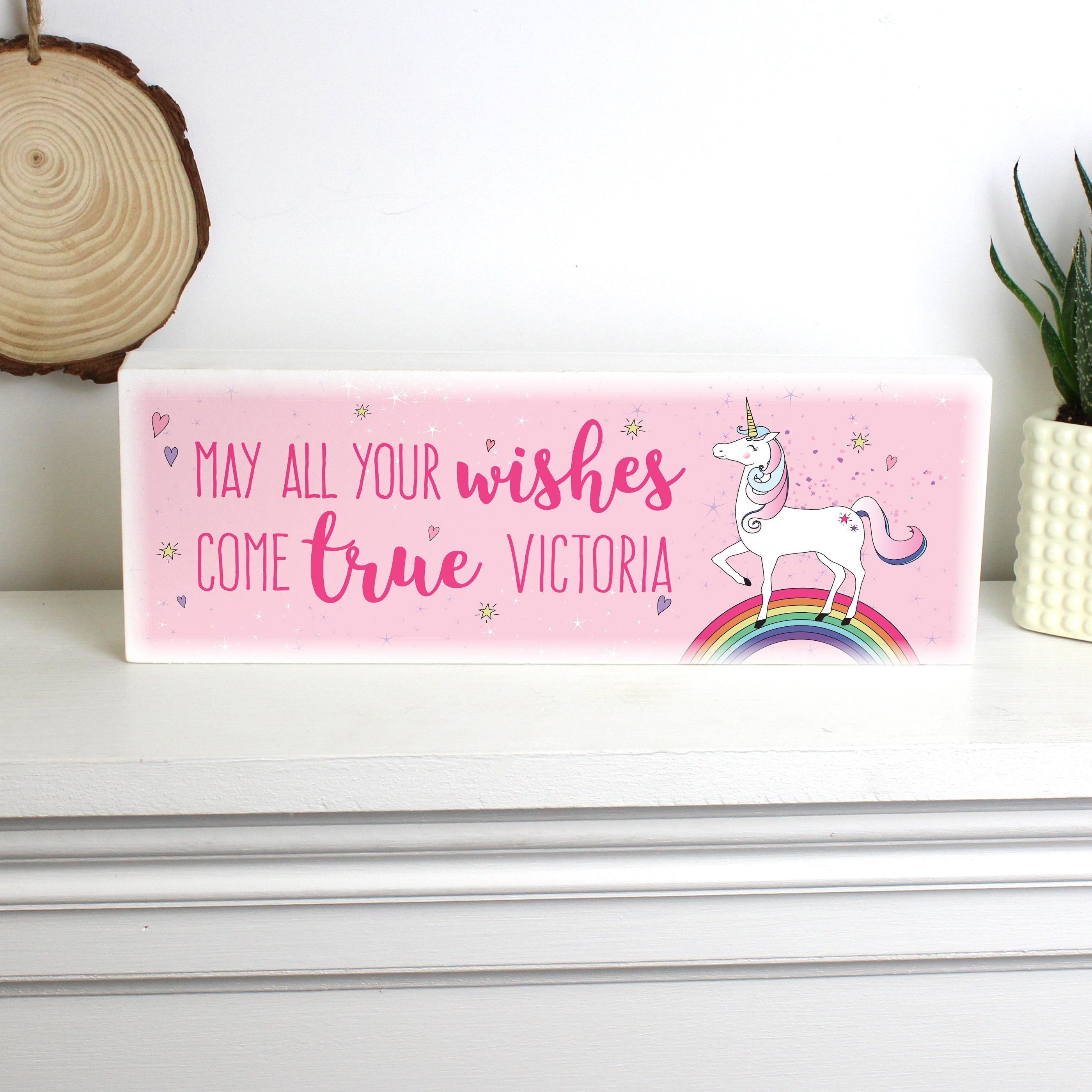 Personalised Unicorn Wooden Block Sign