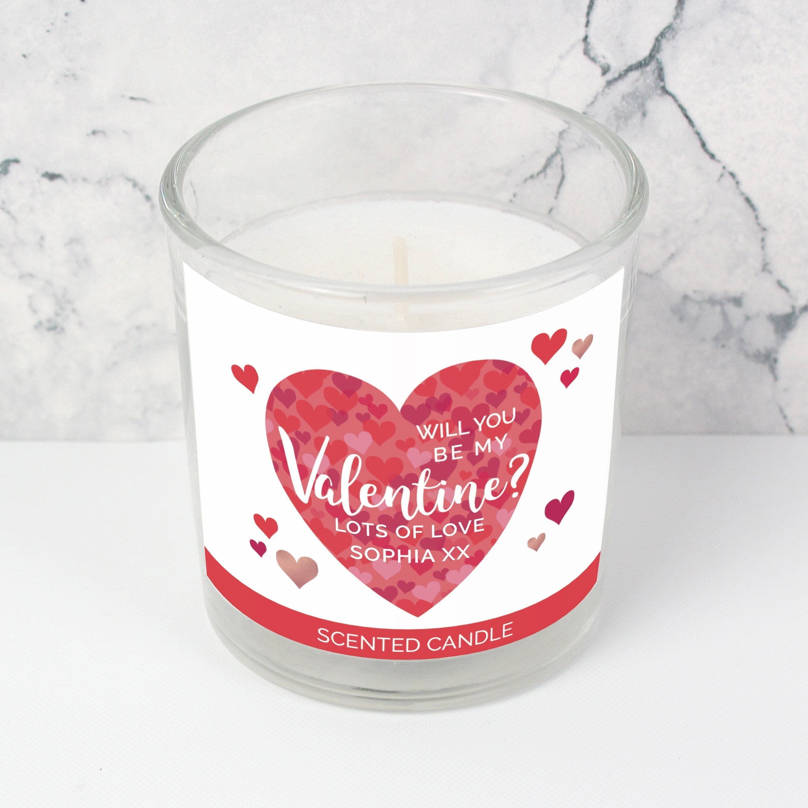 Personalised Valentine's Day Confetti Hearts Scented Jar Candle