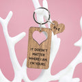 Personalised Valentine's Couples Heart Shape Walnut Keyring