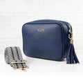 Personalised Personalised Vegan Leather Crossbody Bag in Navy