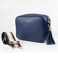 Personalised Personalised Vegan Leather Crossbody Bag in Navy
