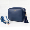 Personalised Personalised Vegan Leather Crossbody Bag in Navy